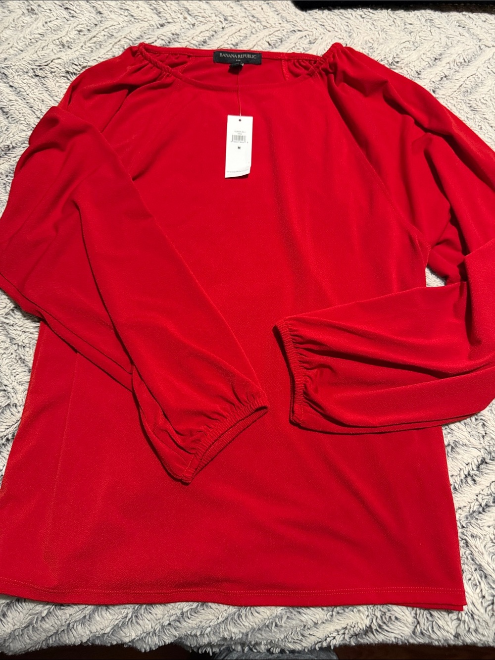 Banana Republic Factory Red Long Sleeve Boatneck Top